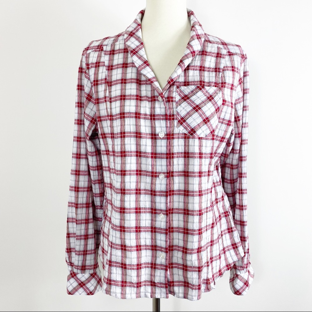 Pendleton Women's Fitted Red Plaid Button Down Shirt